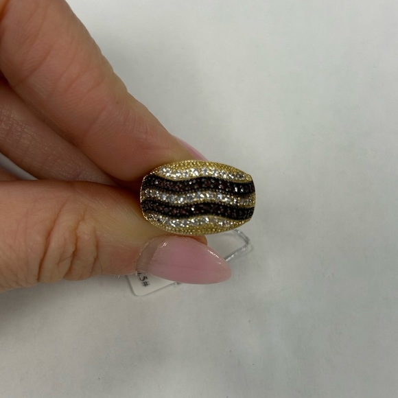 Suzy Levian Yellow Sterling Silver Brown & White CZ Half Band NWT - Picture 2 of 8